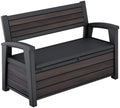 227L Outdoor Storage Bench — Seats 2, Wood-Look Resin, All-Weather