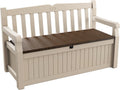 Keter Eden Bench 265L Outdoor 60% recycled Garden Furniture Storage Box Beige & Brown Wood Panel Effect