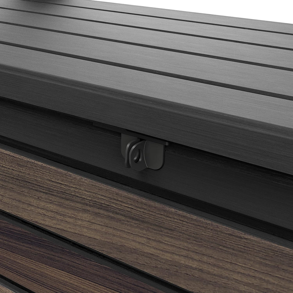 227L Outdoor Storage Bench — Seats 2, Wood-Look Resin, All-Weather