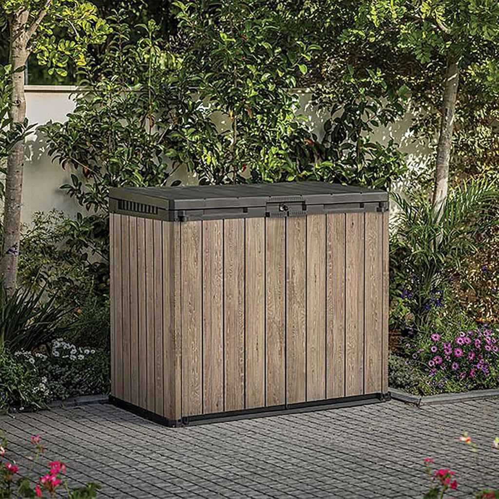 1150L Outdoor Garden Storage Box — Lockable Weatherproof Resin Storage for Tools, Bins & BBQ